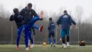 Jugadores del Oviedo en las instalaciones Tensi