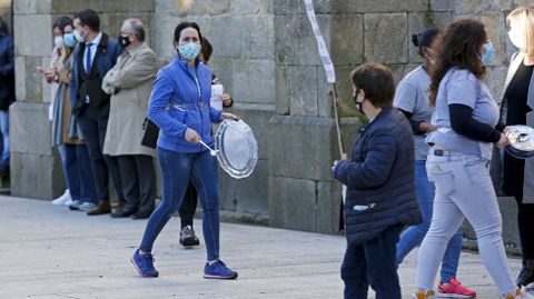 MANIFESTACI�N DE LA HOSTELER�A Y EL COMERCIO EN CALDAS DE REIS PARA PROTESTAR POR LAS RESTRICCIONES IMPUESTAS PARA FRENAR LA PANDEMIA COVID-19