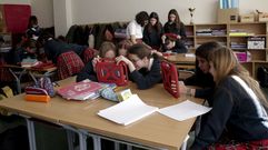 Alumnas del Montespi�o durante el juego de escape, digital y simult�neo, que realizaron 271 colegios de toda Espa�a