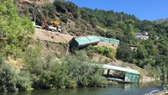 Uno de los vagones lleg� al cauce del r�o Sil