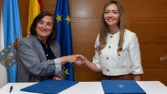 La presidenta de la Cruz Roja, Mercedes Casanova, y la conselleira de Pol�tica Social, Fabiola Garc�a, este jueves