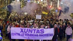 La manifestacin con motivo del 25N celebrada en Vigo este martes.