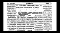 Detalle de la p�gina de La Voz que informaba de la anulaci�n de las elecciones municipales de Lugo celebradas el 3 de abril de 1979