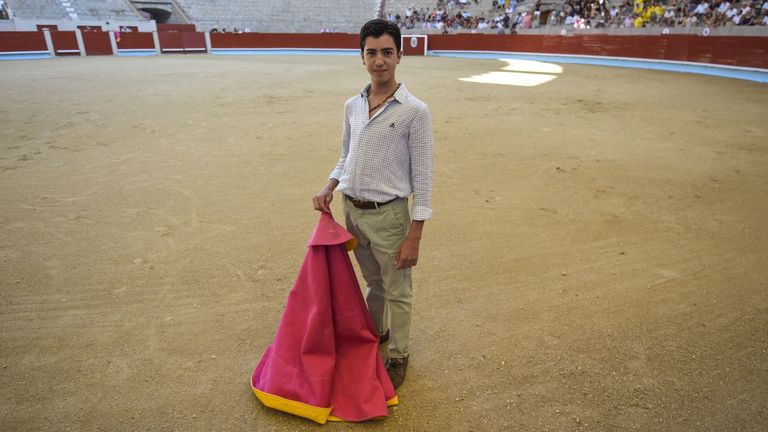 Marco P�rez, en la plaza de toros de Pontevedra
