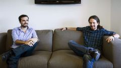 Alberto Garz�n y Pablo Iglesias en la reuni�n que mantuvieron el pasado mes de junio.