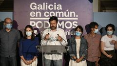 Imagen de la noche electoral del 12 julio, con Gmez-Reino valorando los resultados logrados por Galicia en Comn-Podemos-Anova Mareas en las elecciones autonmicas