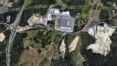 Vista area del polgono industrial de O Pousadoiro, entre Vilagarca de Arousa y Caldas de Reis