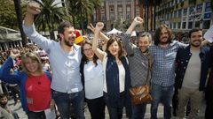 Mitin de la coalici�n En Marea-Podemos en A Coru�a durante la campa�a de las generales del 2016. En el centro, Yolanda D�az y Xulio Ferreiro, entonces alcalde de A Coru�a por la Marea Atl�ntica