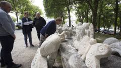 Imagen de archivo de la feria de Parga, con obras de canter�a