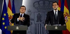 Barroso y Rajoy, durante la rueda de prensa conjunto ofrecida ayer tras reunirse en la Moncloa.