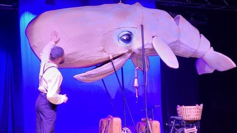 Moby Dick, de la compa��a Pedras de Cart�n, es una adaptaci�n libre y visual del cl�sico de Herman Melville. Destaca por la presencia de un impresionante cachalote articulado de tres metros. 