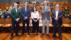 Juan Rico, Andr�s Lacasa, In�s Rey, Julio Casal y Francisco Rodr�guez-Gigirey, ayer en la Domus en la presentaci�n del programa del 30.� aniversario de la Asociaci�n de Amigos de la Casa de las Ciencias