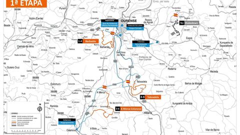 Mapa primera etapa Rali de Ourense 2024.