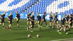 Los jugadores del Deportivo, en un entrenamiento en el estadio