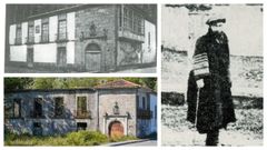 Arriba a la izquierda, el pazo en los a�os ochenta antes de sufrir un incendio. Abajo, situaci�n actual del inmueble. A la derecha, Valle-Incl�n durante la etapa en la que habit� en la vivienda