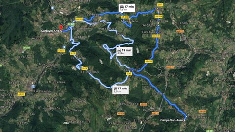 Carretera que va desde Carbay�n hasta San Juan de Bimenes