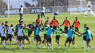 Los futbolistas del Celta, en un entrenamiento en la Cidade Deportiva Afouteza.