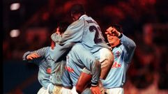 Los jugadores celebran uno de los goles de aquel encuentro