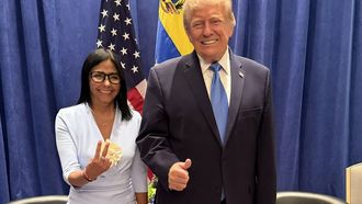 Delcy Rodr&iacute;guez, presidenta encargada de Venezuela, y Donald Trump, en Nueva York, en una imagen difundida por ella en sus redes sociales