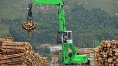 Descarga de madera en el puerto exterior de Ferrol 