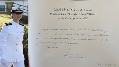 La firma de Leonor de Borbn al ingresar en la Escuela de la Armada