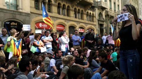 Protesta en la Rambla Catalunya