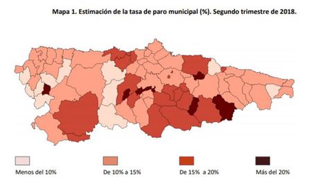 Mapa del paro por concejos