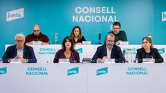Miembros del consejo nacional de Junts, reunidos para validar la propuesta de consulta a la militancia.
