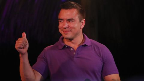 El presidente de Ecuador, Daniel Noboa, tras conocer los resultados que le revalidan en el cargo