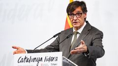 El presidente de la Generalitat, el socialista Salvador Illa, en una rueda de prensa.