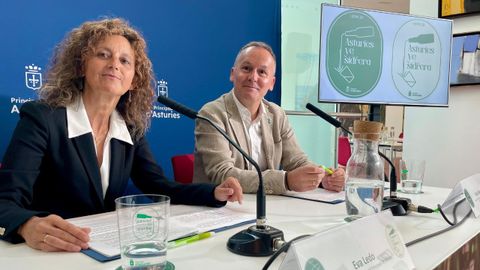 La consejera de Educacin, Eva Ledo, y el director general de Formacin Profesional, ngel Balea, durante la rueda de prensa que han ofrecido en la Feria Internacional de Muestras de Asturias (Fidma), en Gijn