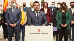 El presidente de la Generalitat, Pere Aragons, tras celebrar una cumbre para incrementar los controles de que se cumpla la inmersin lingstica en los colegios