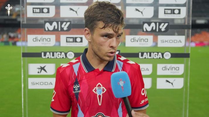 El jugador del Celta Aleix Febas, tras el partido ante el Valencia.
