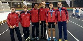 Parte de los componentes del Coru�a Comarca en el Campeonato Gallego celebrado en Riazor.
