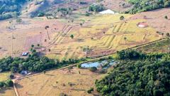 Una fotograf�a a�rea muestra un geoglifo de forma cuadrada en Acre, un estado en la frontera norte de Brasil.