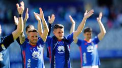 Aaron y Saul celebran la victoria frente al Sevilla Atletico