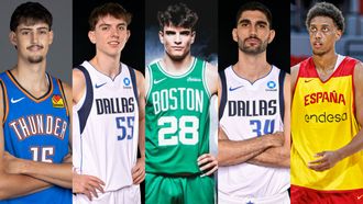 Los jugadores espa�oles de la NBA. De izquierda a derecha: Aday Mara, Sergio de Larrea, Hugo Gonz�lez, Santi Aldama y Baba Miller.
