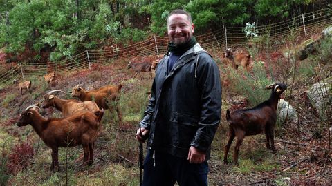 David Ferreir�s lleva las cabras por los distintos montes comunales del municipio.
