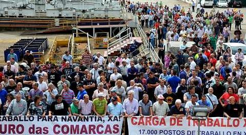 El acto de botadura del �Adelaide� estuvo marcado por las movilizaciones de los trabajadores del astillero.
