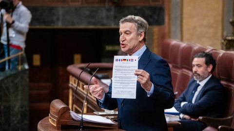 N��ez Feijoo durante su intervenci�n en la sesi�n de control al Gobierno en el Congreso