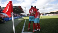 Los jugadores del Lugo celebrando uno de los tantos anotados al Fabril en la �ltima jornada