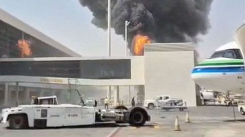 Aeropuerto de Riad tras el ataque hut�.