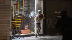 Vandalismo en Barcelona, el s�bado pasado.