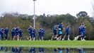 Los jugadores del Real Oviedo en El Requexn