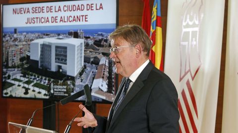Ximo Puig durante la presentación de la futura Ciudad de la Justicia de Alicante.