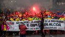 La marcha de los trabajadores de Alcoa, a su llegada a Oviedo