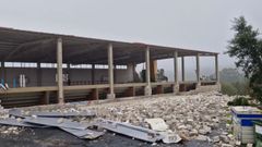 Efectos de Kirk en el polideportivo del instituto de Porto do Son