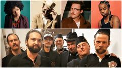 Arriba, de izquiera a derecha, Nikki Hill, Pokey Lafarge, Nick Waterhouse y Sunny War. Abajo The Beat from Palookaville