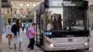 Usuarios del bus metropolitano en la parada de alcalde Manuel Casas, esta semana.