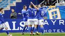 Los jugadores del Vetusta celebran el primer gol al Sporting B